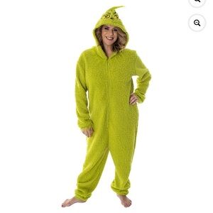 Green Grinch Fuzzy Adult One Piece